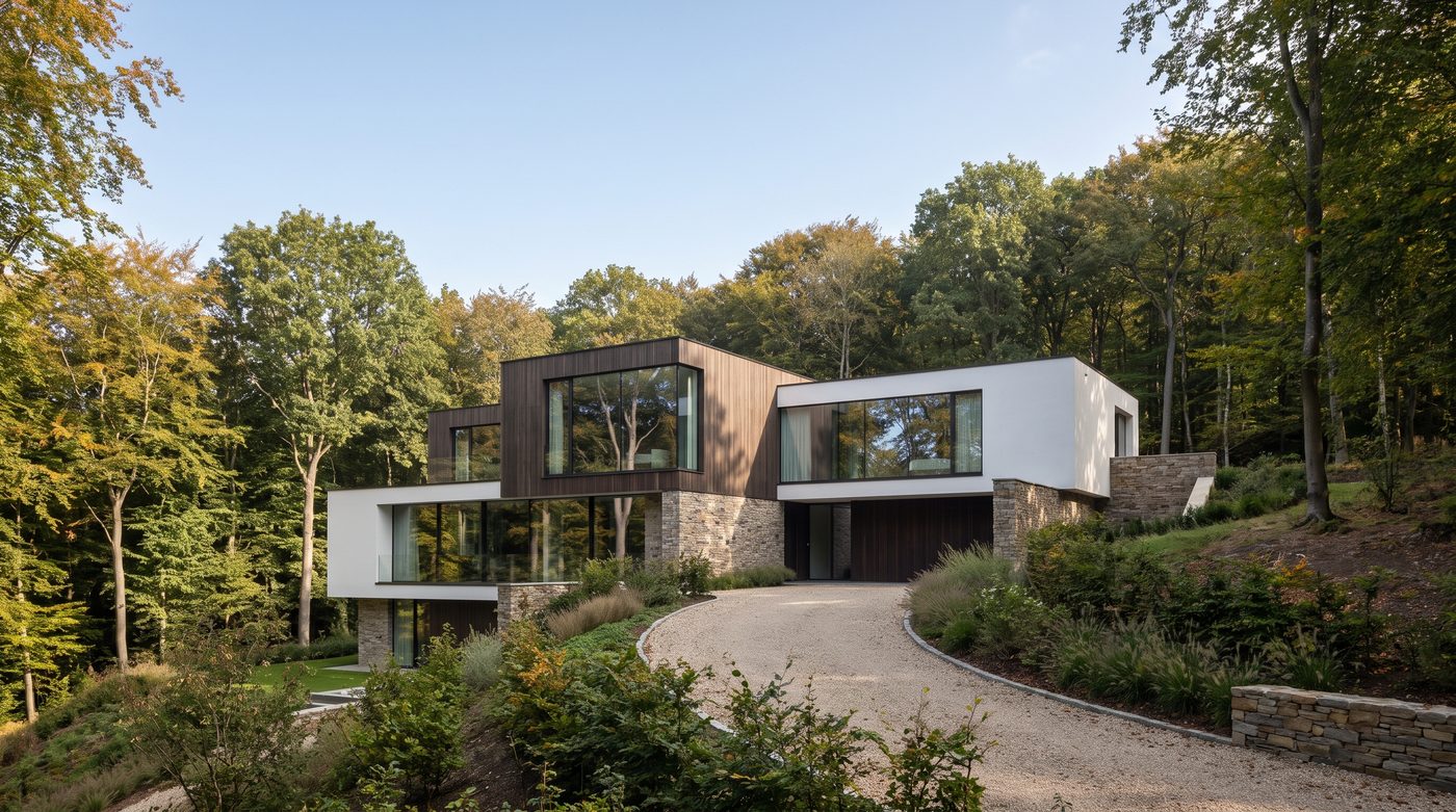 Kortárs prémium villa zöld budai domboldalba illesztve